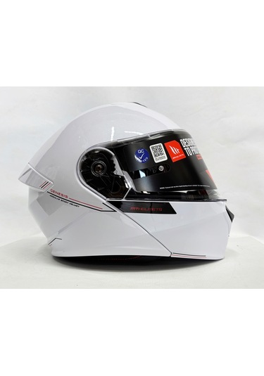 Mt Kask Genesis Sv A0 Çene Açılır Motosiklet Kask Parlak Beyaz
