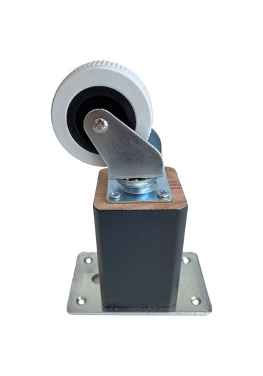 Kale Ahşap Tekerli Ayak Mobilya Masa Ve Dolap Tekerli Ayağı Frensiz 12cm Antrasit 4 Adet Kayın Antrasit