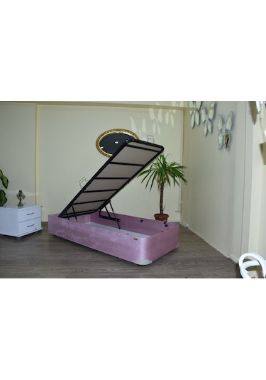 Bengimobilya Baza Tay Tüy Pembe Silinir Model Kapitone Deri Başlık Metal Fırın