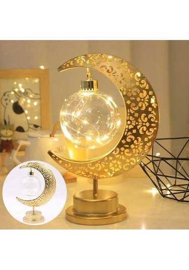 Maoyaya Ambition 1 Adet Altın Led Demir Masa Lambası Yıldız Ay/yuvarlak Sarı Işık Açık Sarı
