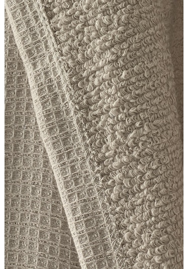 Waffle Unisex Pamuklu Pike Bornoz Bej