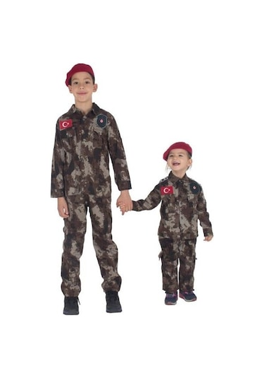Uğur Böceği Çocuk Polis Özel Harekat Asker Kostüm Takım Bordo Bere 001