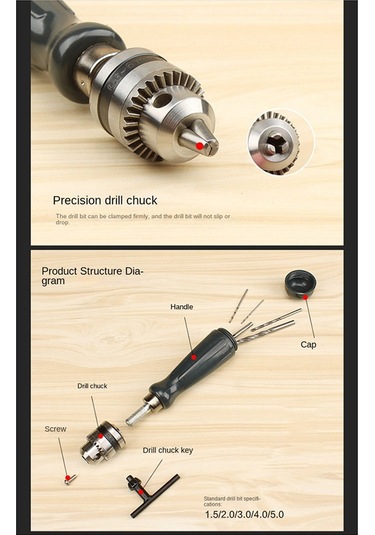 Xurunkeji Ahşap, Mücevher, İnce El Sanatları, Elektronik Montaj Ve Model Yapımı, Kendin Yap Delme İçin Uygun Büyük El Matkabı El Aleti