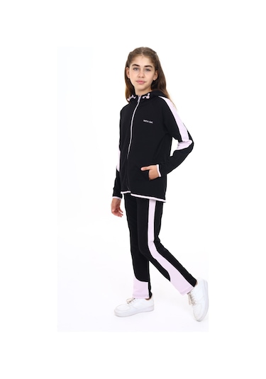 Toontoy Kız Çocuk Reglan Kol Tnty Coll Baskılı Eşofman Takım Siyah