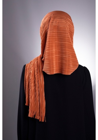 Kiremit Pratik Hazır Geçmeli Tesettür Eşarp Fukuro Piliseli Saçak Kiremit