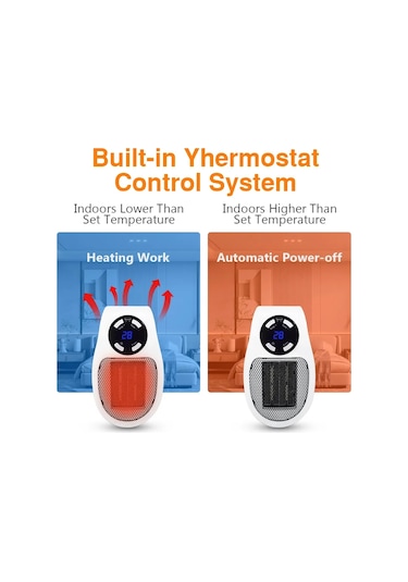 500w Taşınabilir Isıtıcı Elektrikli Isıtıcı Duvara Monte Oda Isıtıcısı Ev Aletleri Isıtma Sobası Mini Radyatör Uzaktan Kumandalı Isıtıcı Makinesi