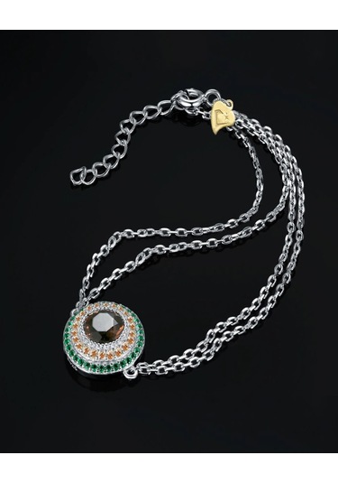 Brezza Lusso Jewelry Sultanit Zümrüt Taşlı Işıltılı Endam Kadın Gümüş Bileklik