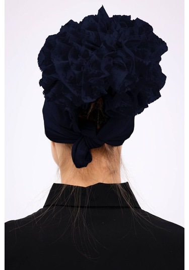 Kaymayan Fırfırlı Silikonlu Dikişsiz Bone - Kaymaz Kadın Tesettür Bağlamalı İç Bone-lacivert Lacivert