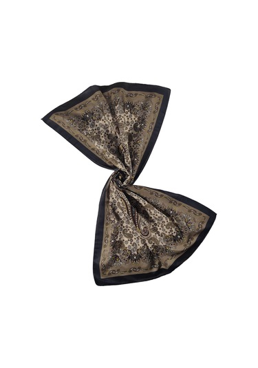 Enba Etnik Desenli Soft Pamuklu Şal 75x190 Cm Siyah - Kahve