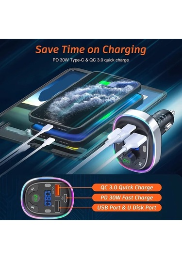 Xuweiwei T81 Araba Kablosuz Müzik Çalar Araç Fm Verici Alıcı Kablosuz Eller Serbest Telefon Sistemi Mp3 Çalar Şarj Cihazı