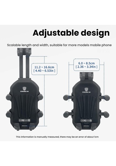 Motosiklet Dikiz Aynası Dağı Alüminyum Alaşımlı Şok Emici Cep Telefonu Tutucu Siyah Siyah