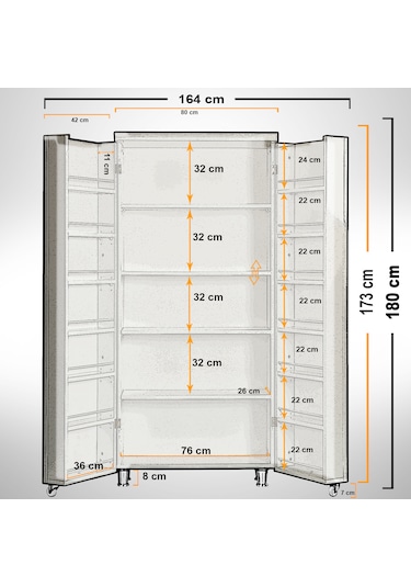 Pasific Home Guzzo Tekerlekli Kiler Çok Amaçlı Erzak Dolabı 80 cm Koyu Meşe