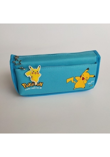 Karikatür Kalem Çantası Anime Pikachu Ilkokul Öğrencisi Kalem Çantası Büyük Kapasiteli Sevimli Kalem Kutusu Ortaokul Öğrencisi Kırtasiye Çantası Rp1to3 Bej - Açık Mavi