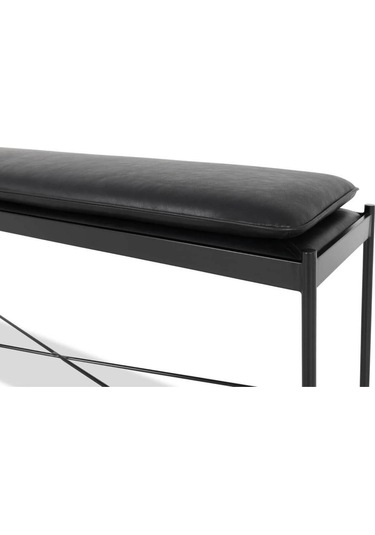 Essa Modern Deri Döşemeli Metal Ayaklı Bench Siyah