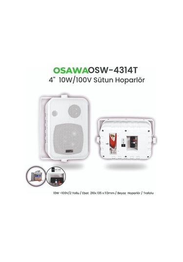 OSW–4314T 10 CM 10W 100V Trafolu Sütun Hoparlör