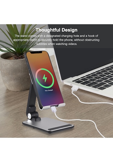 Mufunye Alüminyum Masaüstü Telefon/tablet Tutucu - Açı Ve Yükseklik Ayarlanabilir, Siyah