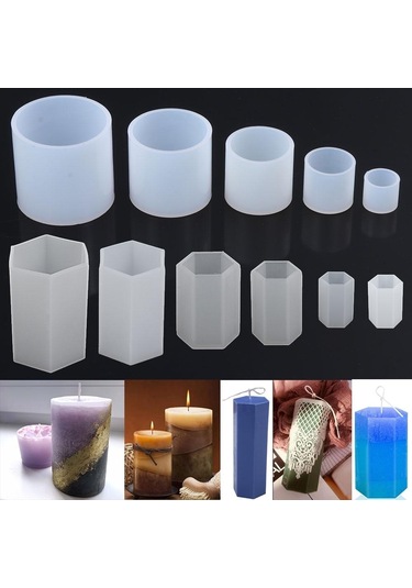 Silindir Silikon Kalıp Dıy Epoksi Reçine Mum Kalıp Aromaterapi Mum Balmumu Kalıpları Kil Ev Dekor 10 7cm