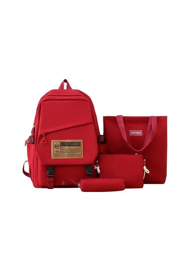 Goldenqian Rahat Sırt Çantası Büyük Kapasiteli Öğrenci Okul Çantası Ipl742 Beyaz - Kırmızı