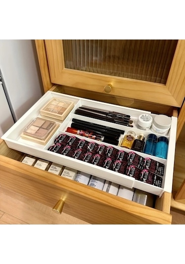 Trendooze Gaojunshop01 Beyaz 1 Adet Çekmeceli Genişletilebilir Organizatör Mutfak Kozmetik Kutusu Beyaz