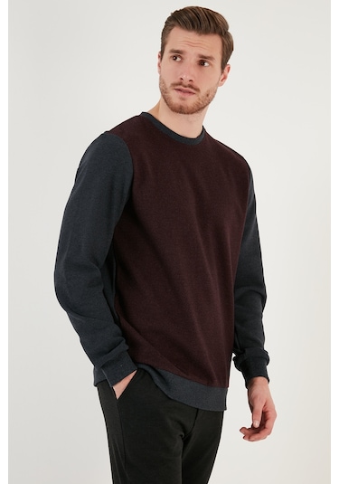 Buratti Pamuklu Regular Fit Bisiklet Yaka Erkek Sweat 5905041 Bordo
