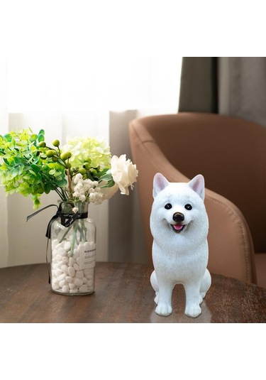 Suntek Samoyed Figür Araba Dekorasyonu Köpek Heykeli Masa Yatak 5cmx6,5cmx10,5cm