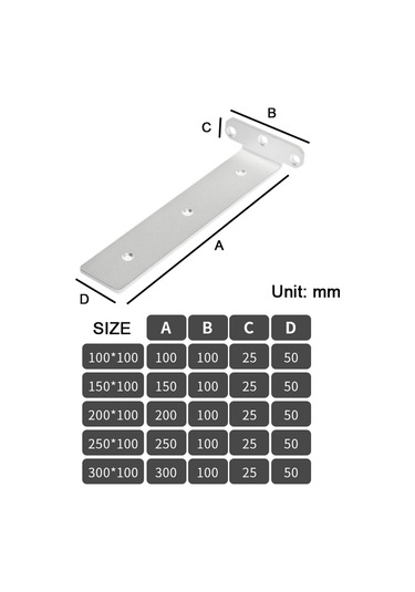 Sones 200mm 5.5mm Kalınlığında Paslanmaz Çelik Üçgen Braket Kitaplık Bölme Plakası