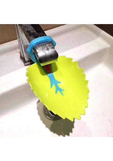 Çocuklar İçin Sevimli Eğitici Musluk Uzatma Başlığı Yaprak Mavi S