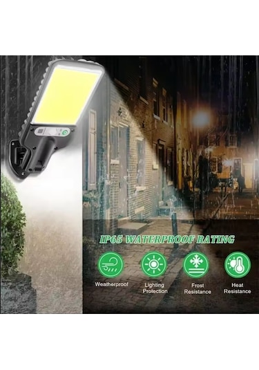 108 Cob Led Kumandalı Güneş Enerjili Hareket Sensörlü Bahçe Garaj Sokak Aydınlatma Lambası Sokak Lambası Çok Renkli