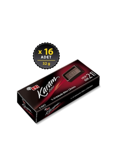 Eti Karam Mini Kakaolu Bitter Çikolata 16 x 32 G