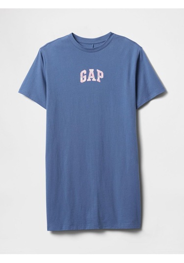 Gap V-frch Logo Tee Dress Kadın Elbise-8147 Beyaz