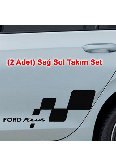 2 Adet Ford Focus Sticker - Kapı Altı Sticker - 60cm X 24cm - Siyah