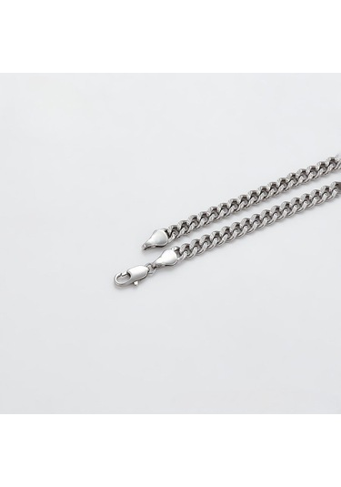 Platin Kaplama Klasik Gurmet Zincir Kolye / 50 Cm Silver