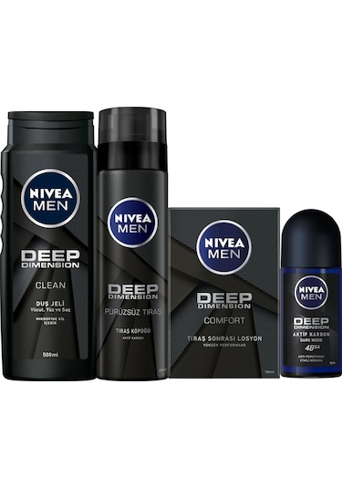 Nivea Erkek Cilt Bakım Seti ( Deep Losyon + Deep Tıraş Köpüğü + Deep Roll On + Deep Duş Jeli)