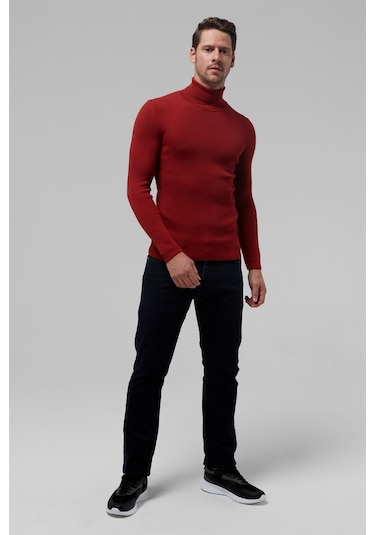 Twn Slim Fit Kiremit Rib Örgü Kazak 5ec0606317641 250