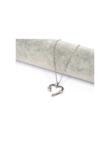 Çelik Kolye Kalp Tasarım Minimal Kolye - K-119 Altın