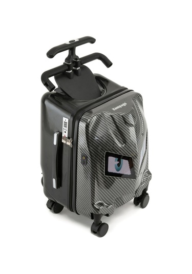 Göz Desenli Çocuk Valizi Binilebilir, Düşme Engelleyici Gri