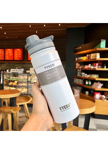 Lixiaqu01 530 Ml Tyeso Termos Paslanmaz Çelik Termos Yalıtımlı Beyaz