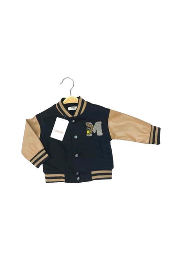 Erkek Bebek Kolları Deri Mevsimlik Kolej Mont-13478 Siyah