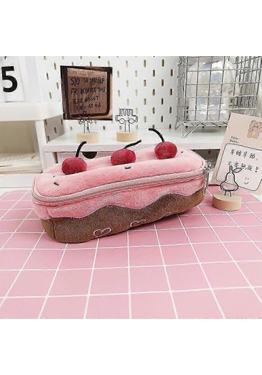 Sevimli Kiraz Kek Kalem Kutusu Büyük Kapasiteli Kalem Tutucu Peluş Kalem Kılıfı Kutusu Çok Renkli