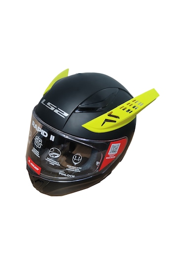 Motospartan Kask Boynuzu Sarı Yarışçı Tipi