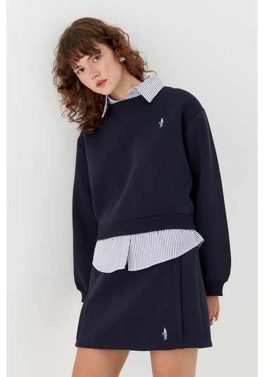 Çizgili Bel Bağcıklı Mini Etek Lacivert Lacivert