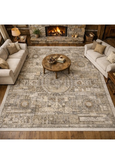 Luxess Halı Roma 1129 Gri Krem Modern Salon Halısı Gri Krem
