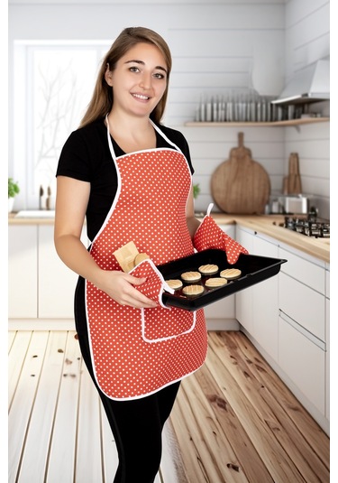 3 Parça Sıvı Geçirmez Mutfak Önlüğü Isıya Dayanıklı Fırın Eldiveni Ve Tutacak & Mutfak Pişirme Seti