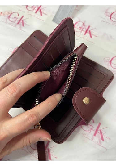 Bonita Bordo Çok Bölmeli Cüzdan Premium Kalite