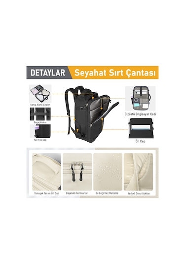 Haegs Laptop Sırt Çantası, Seyahat Çantası Hafif El Çantası Küçük Bavul Valiz, Uçak Onaylı Bagaj Çantası, Erkek Ve Bayan İçin, 15.6 İnç Notebook Dizüstü Bilgisayar Laptop Macbook Çantası, Siyah