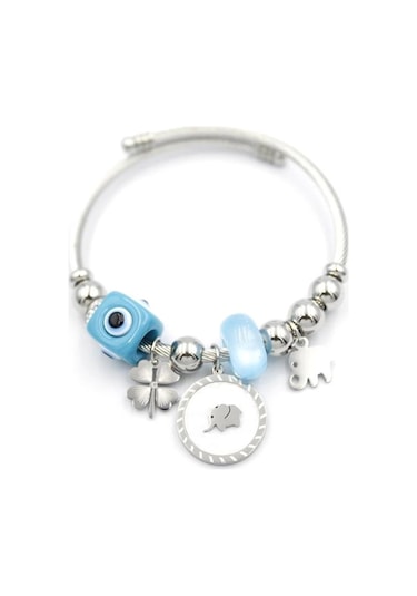 Fil Charm Bilezik - Gümüş Çok Renkli