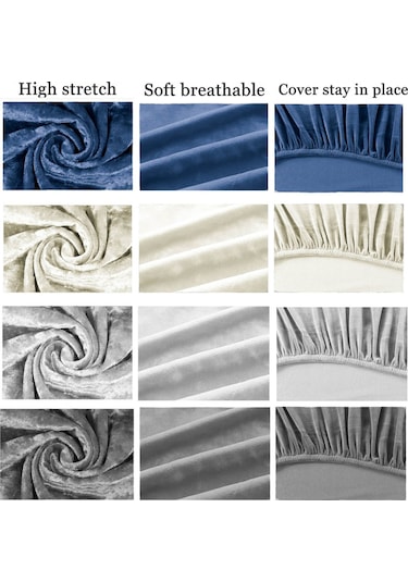 StarMall Kadife Kumaş Oval Sandalye Kılıfı,sandalye Örtüsü 1 Adet Krem