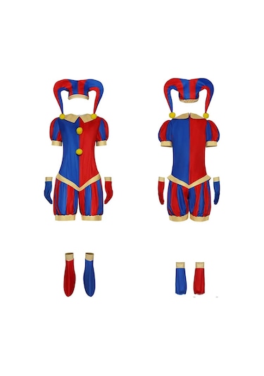 Ambition Pomni Kostüm Çocuklar Yetişkin Palyaço Cosplay Cadılar