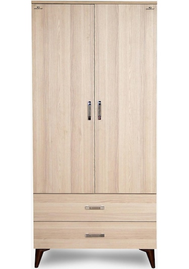 Dolap 2kapı 2çekmece Somon Demont Yüksek Ayak Hard Suntalem Parlak Ceviz El Yapım Somon