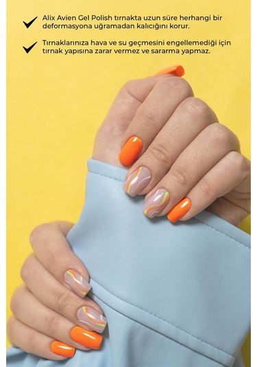 Alix Avien Uv Kalıcı Turuncu Jel Oje 42 Gel Polish12 Ml